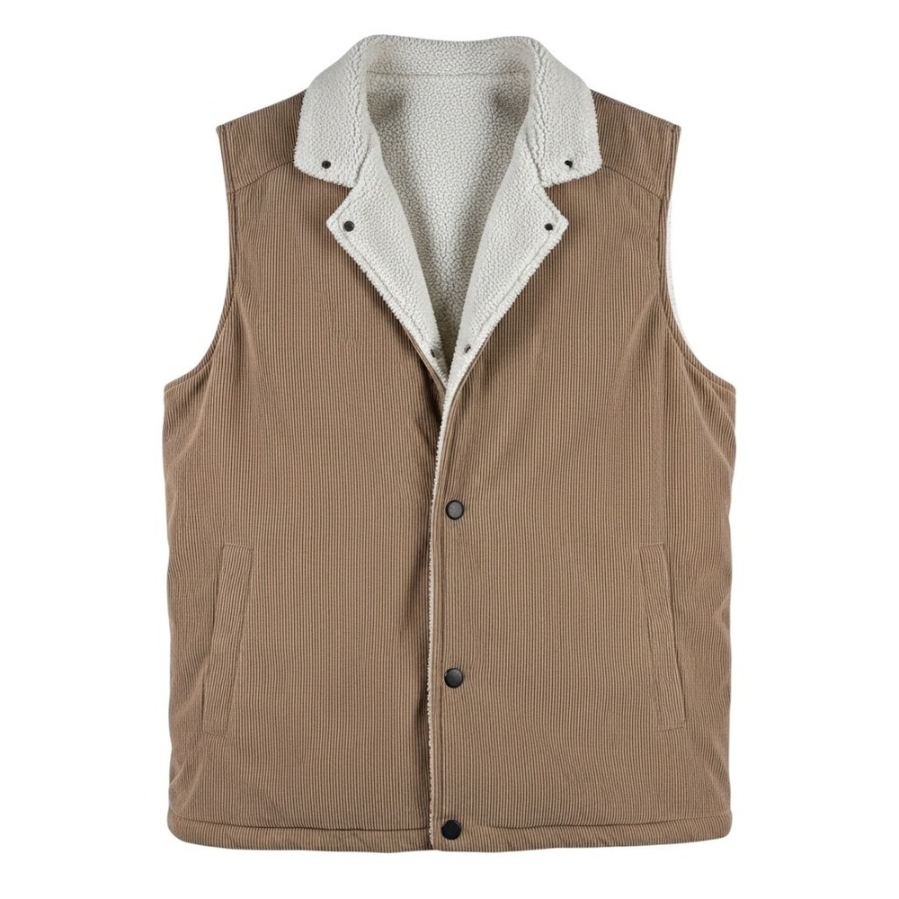 Sherpa Lined Corduroy Vest Size M Brown Western Ranch Barn Jacket
